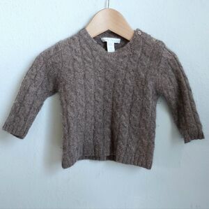 Super Cozy Marie Chantal Gray Brown Cable Knit Baby Cashmere Sweater